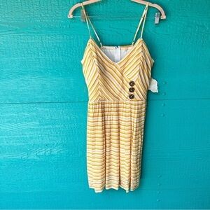 Altard State Stripe Retro Fit Flare Wrap Spaghetti Strap Mini Dress LARGE NWT